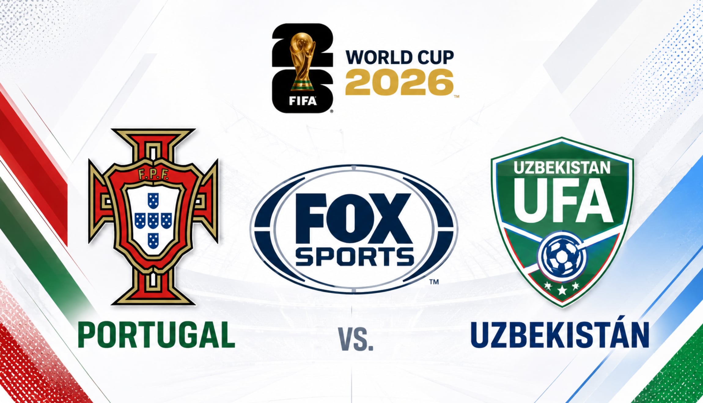 Señal de Fox Sports desde EE.UU. para ver la transmisión del partido Portugal vs. Uzbekistán en directo, este martes 23 de junio desde la 1:00 pm ET, por la Jornada 2 del Mundial 2026. (Foto: Imagen creada por Gestión Mix utilizando la IA de Chat GPT)