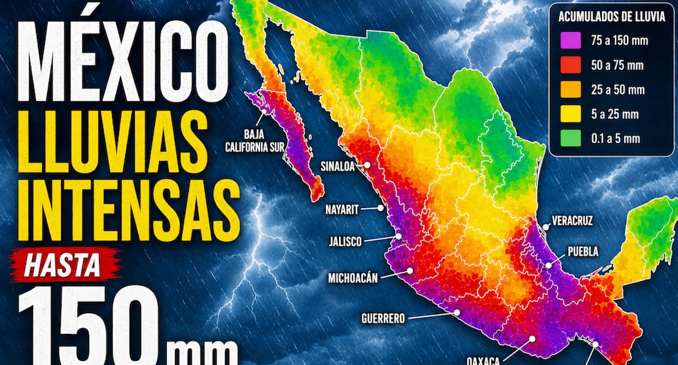 Se cae el cielo en México: llega un diluvio de 96 horas con lluvias de hasta 150 mm, granizo y vientos de 70 km/h