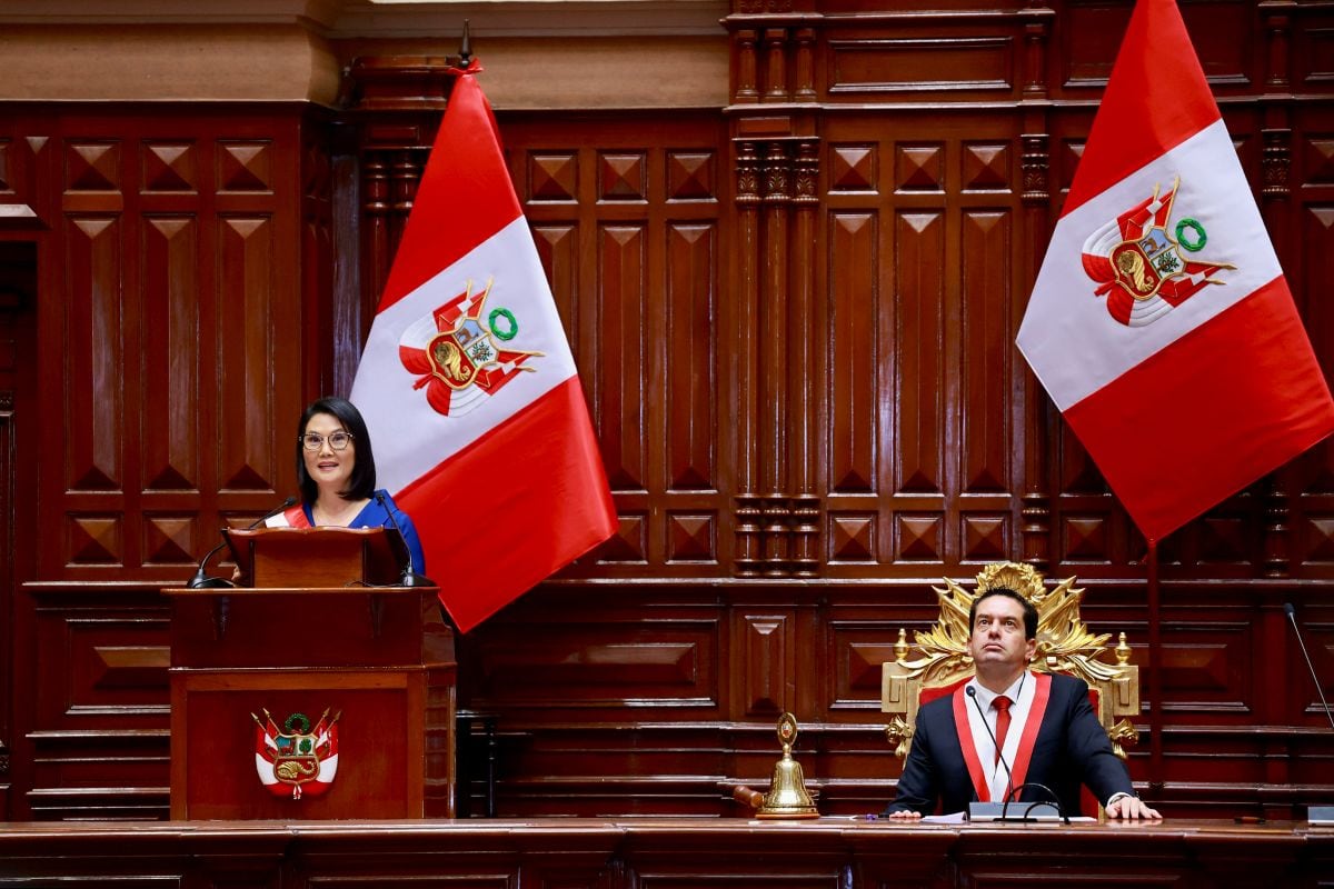 Keiko Fujimori cerró su mensaje a la Nación con un llamado al diálogo entre las fuerzas políticas y a la reconciliación nacional. Foto: Presidencia.