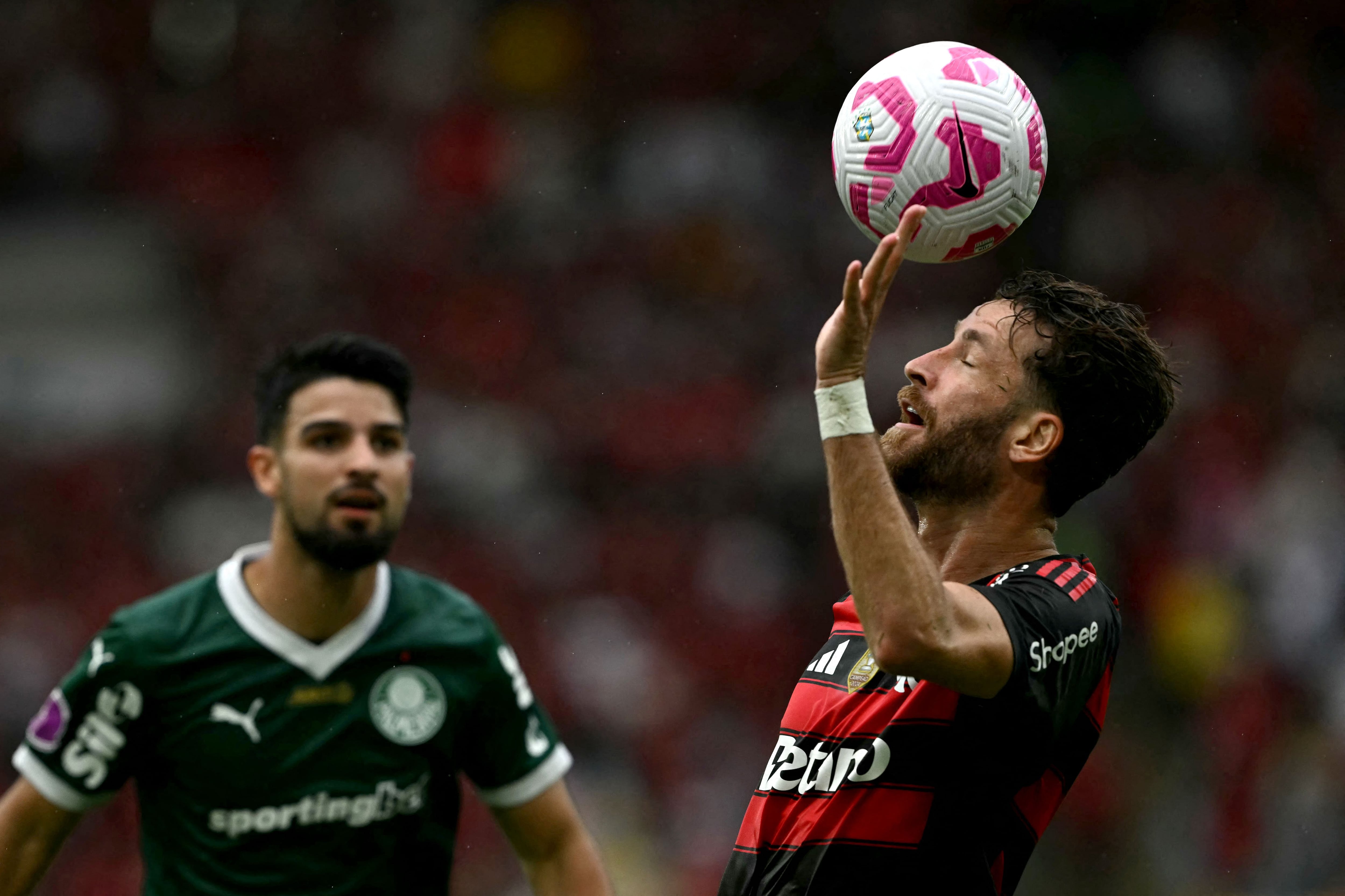 Las casas de apuestas patrocinan a los principales clubes de fútbol brasileños como Flamengo y Palmeiras. (Foto: Mauro PIMENTEL / AFP)