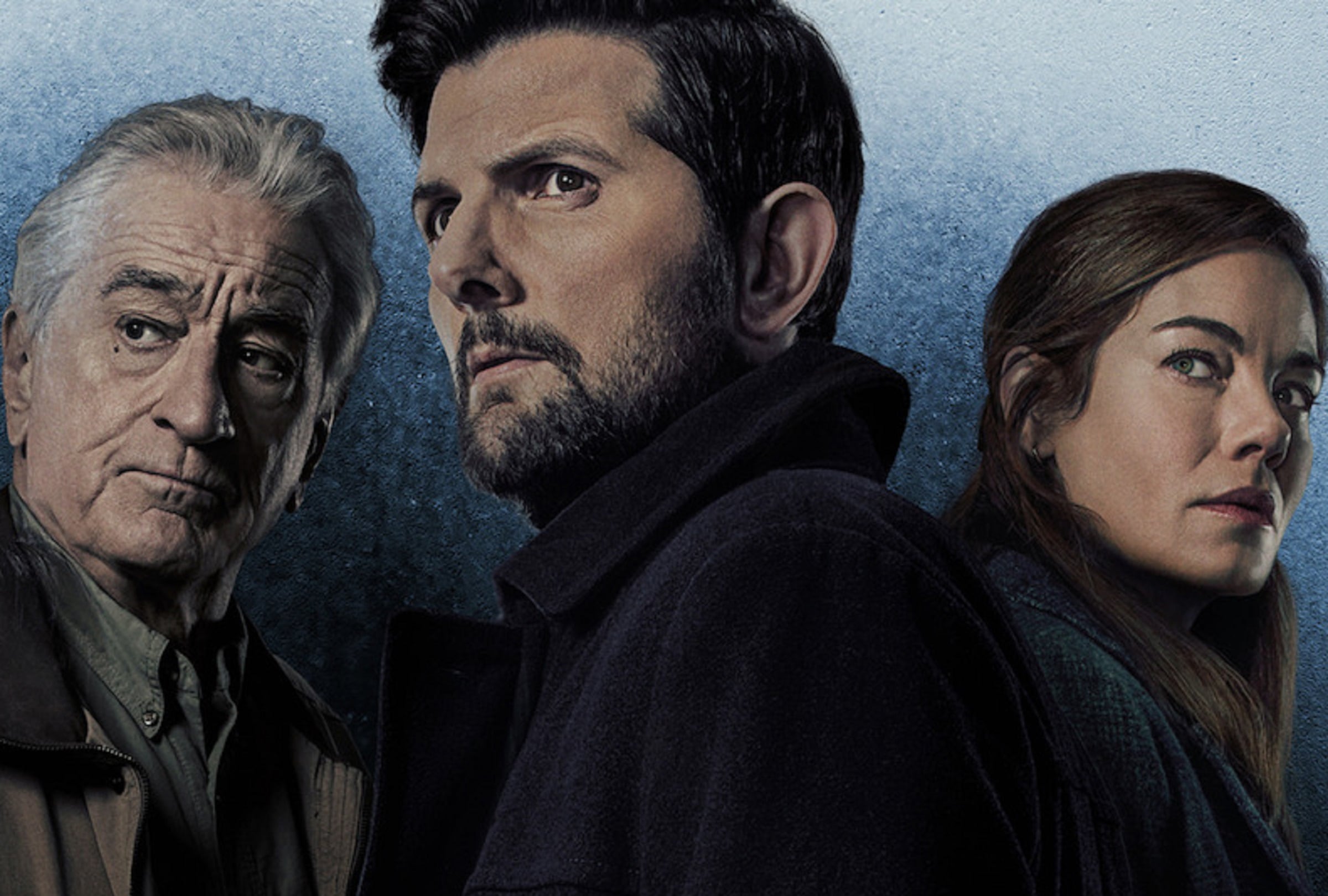 Robert De Niro como Pete Willis, Adam Scott como Tom Kennedy y Michelle Monaghan como Amanda Beck en el thriller policíaco "Susurran tu nombre" (Foto: Netflix)