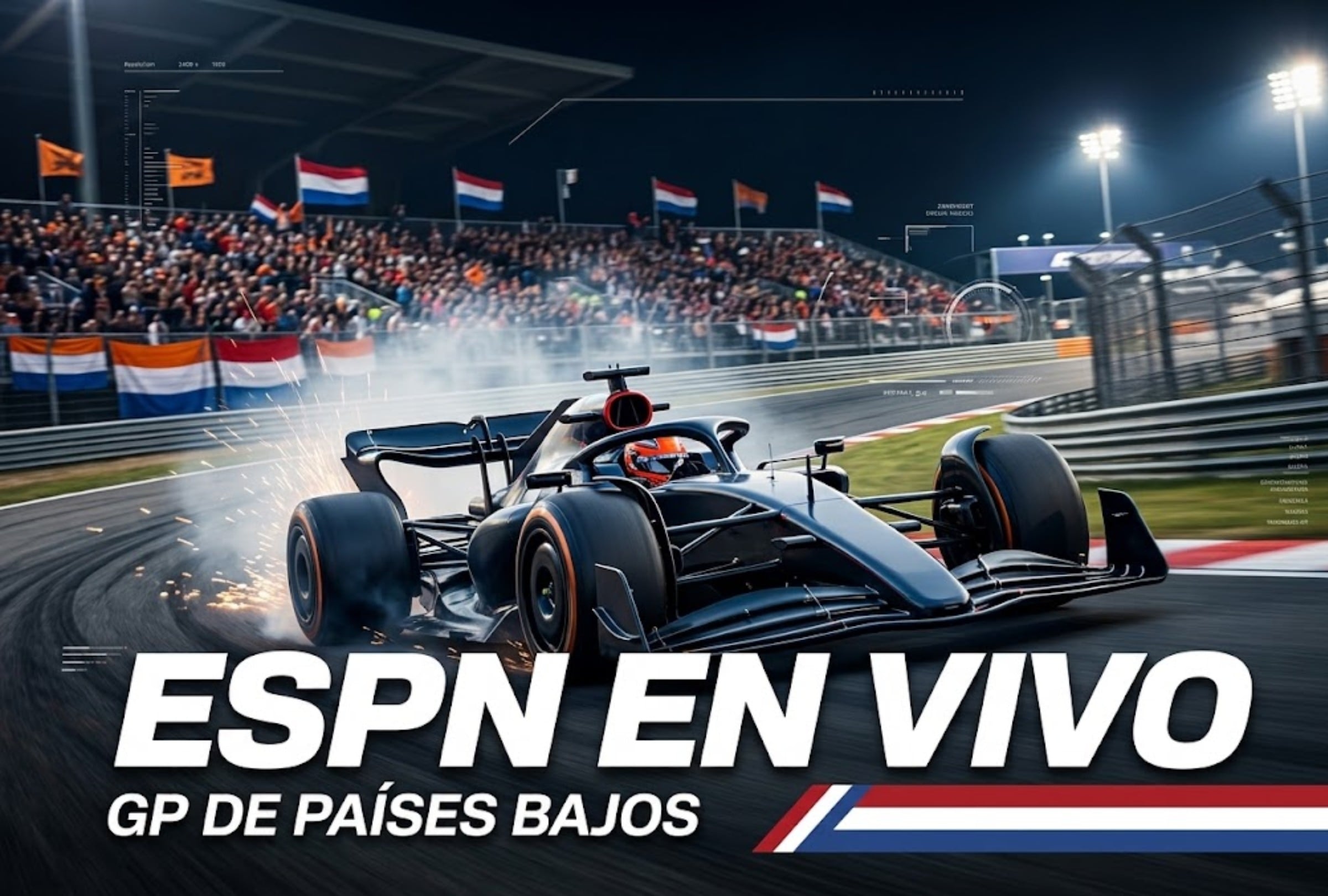 PAÍSES BAJOS (23-08-2026). ESPN y Disney Plus transmitirán EN VIVO y ONLINE el Gran Premio de Países Bajos 2026 desde el circuito de Zandvoort. FOTO: Imagen creada por la IA de Gemini.