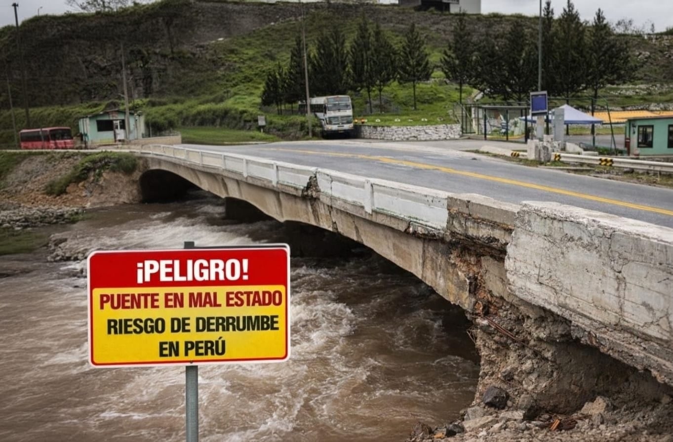 Carretera Central, puentes en mal estado. Foto composición ChatGPT - Gestión