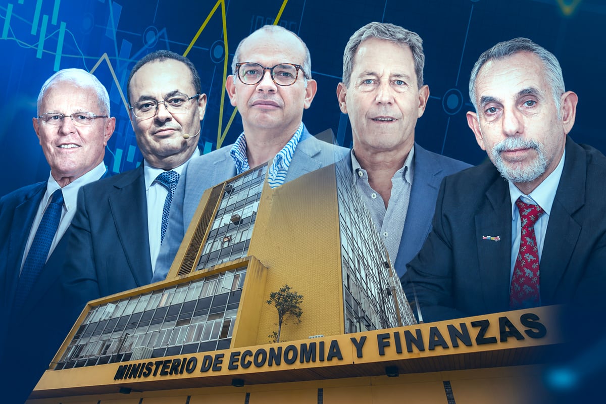 Exministros de Economía y Finanzas: Pedro Pablo Kuczynski, Luis Carranza, Luis Miguel Castilla, Alfredo Thorne y Pedro Francke. Elaboración: Joel Vilcapoma - Diario Gestión