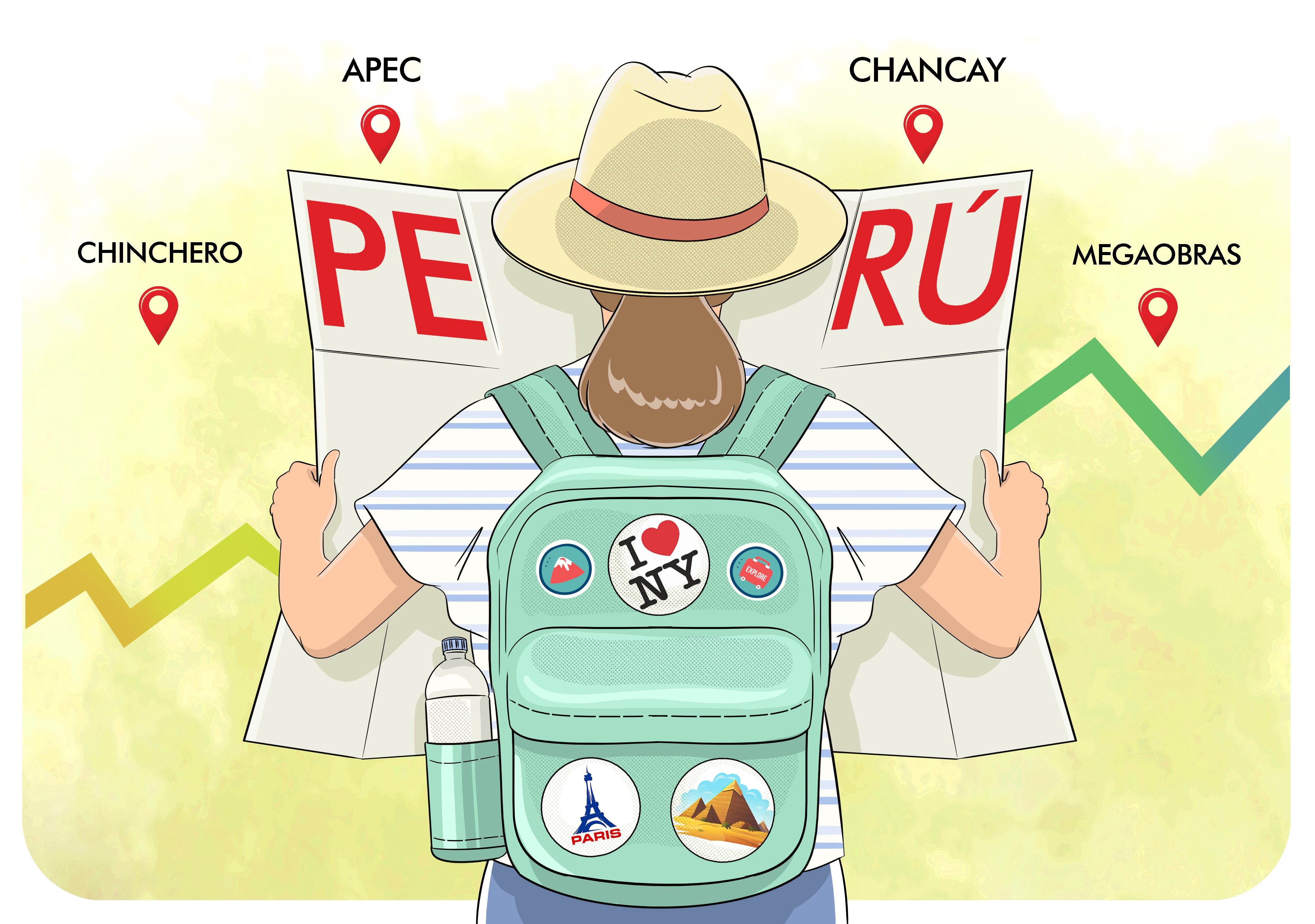 "Perú es el país de América con el mayor rezago en la recuperación del turismo, alcanzando en el 2023 únicamente 2.5 millones de turistas internacionales, un 42% menos que en el 2019". (Ilustración: Lavida)