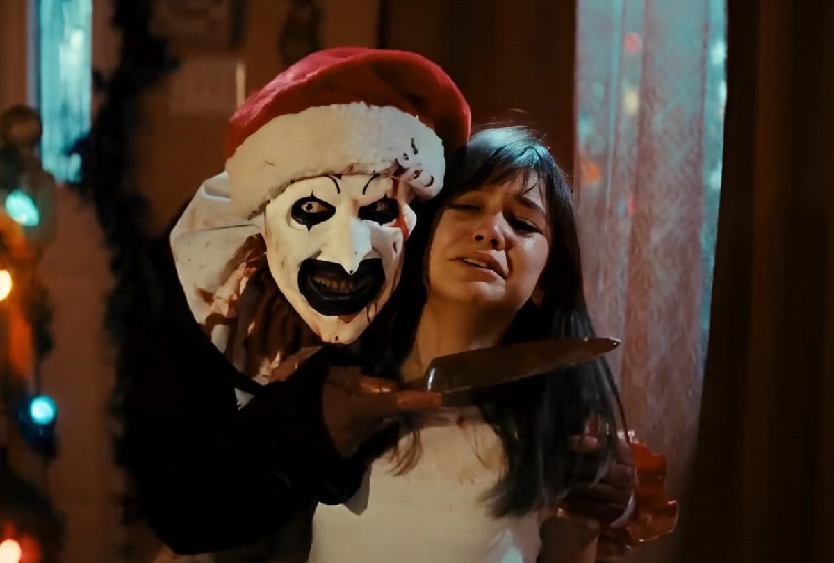 Art the Clown (David Howard Thornton) envió al infierno a Gabbie (Antonella Rose) en la película "Terrifier 3" (Foto: Cineverse)