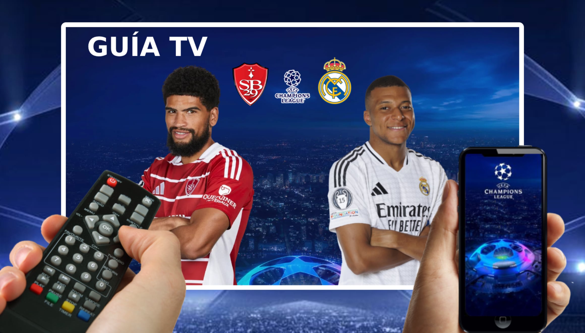Lista de horarios y canales de tv de diferentes países del mundo para mirar el partido entre Stade Brestois y Real Madrid por la jornada 8 de la UEFA Champions League 2024-25 desde el Estadio de Roudourou de Guingamp, Francia. (Foto: Canva.com / Noé Yactayo)