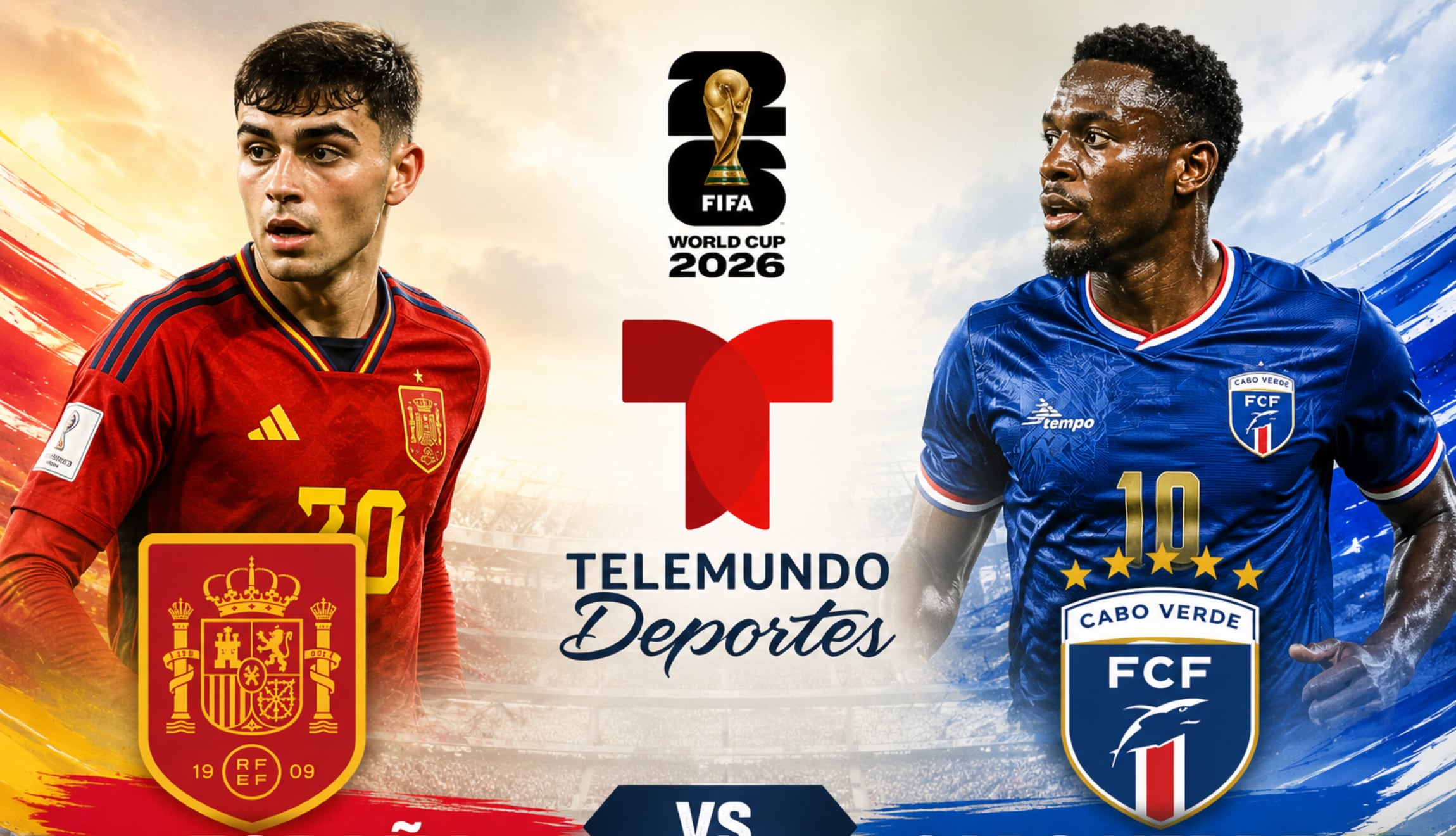 Transmisión de Telemundo Deportes y Peacock TV para ver el partido de España vs. Cabo Verde desde EE.UU., que se disputará este lunes 15 de junio de 2026, por la Jornada 1 del Mundial de Fútbol. (Foto: Imagen creada por Depor utilizando la IA de Chat GPT)