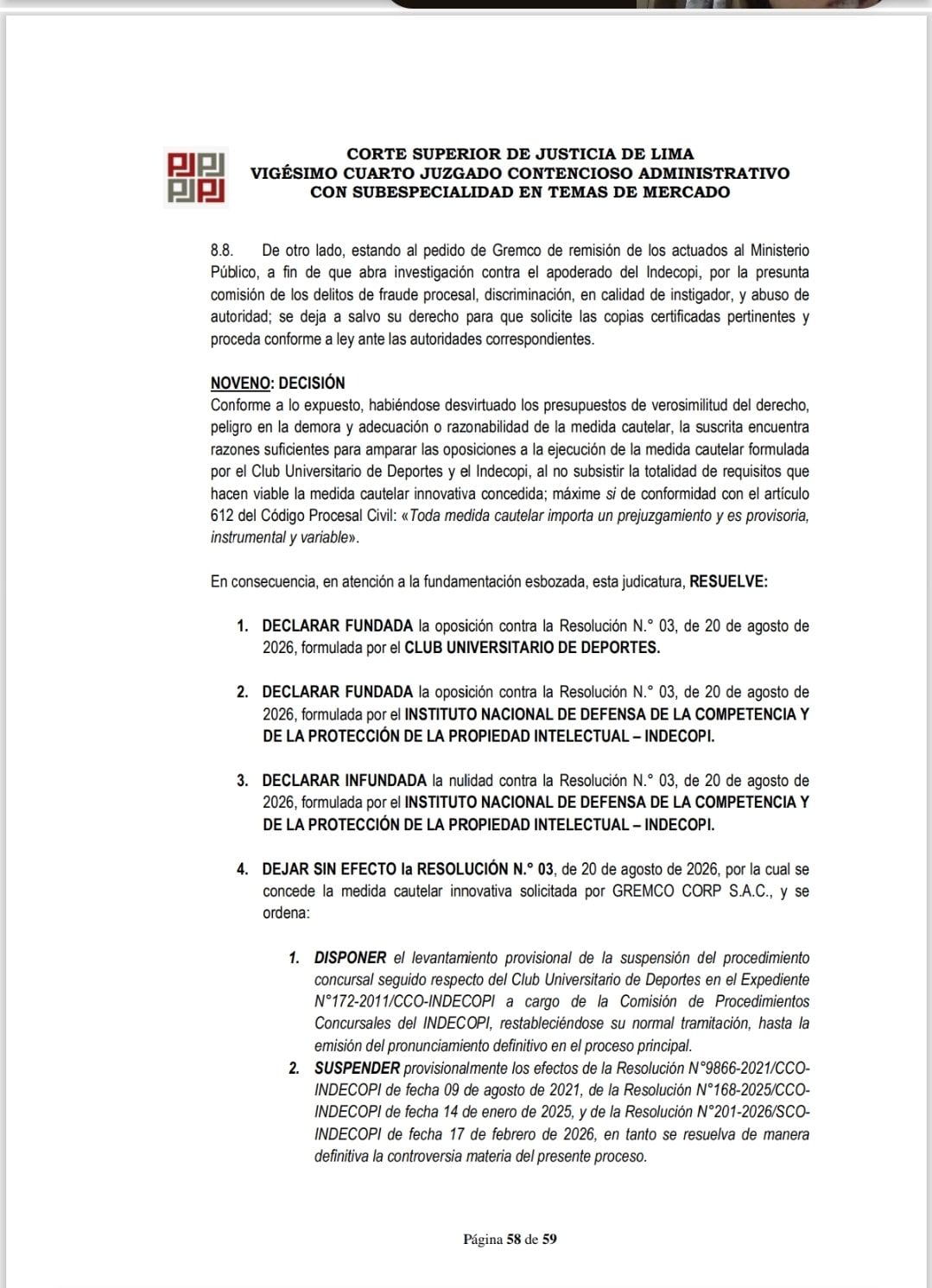 Franco Velazco, actual administrador de Universitario, informó a través de sus redes sociales que el club fue notificado formalmente de la nueva resolución judicial. (Foto: X/@imperatovelazco)