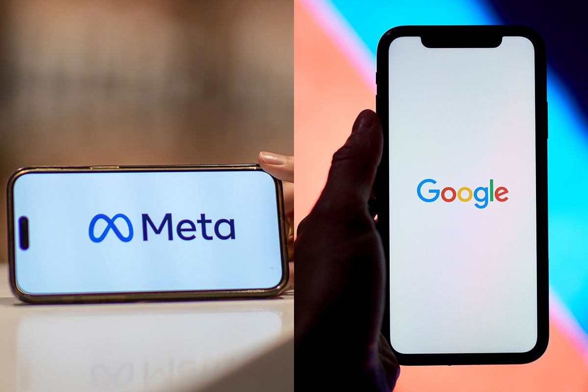 Los logos de Meta y Google.