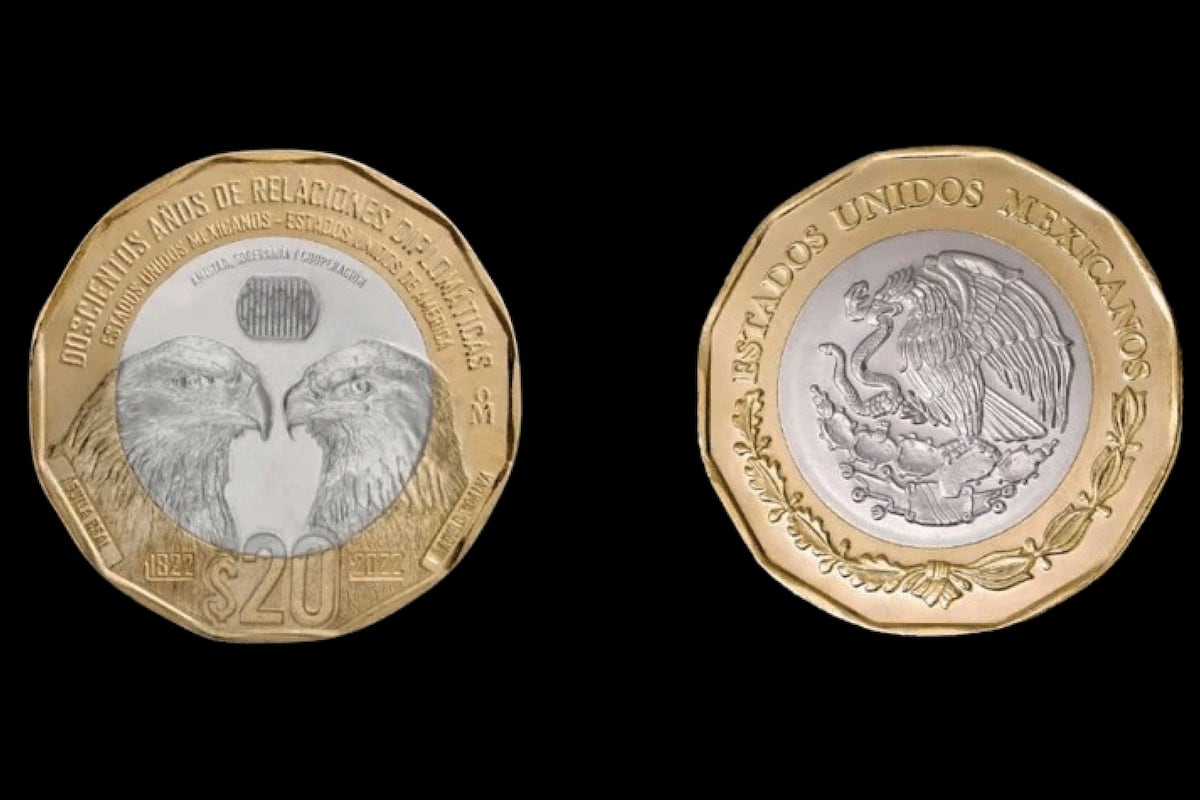 México conmemoró los 200 años de relación diplomática con Estados Unidos con un tributo especial a través de la moneda de 20 pesos (Foto: El Universal)