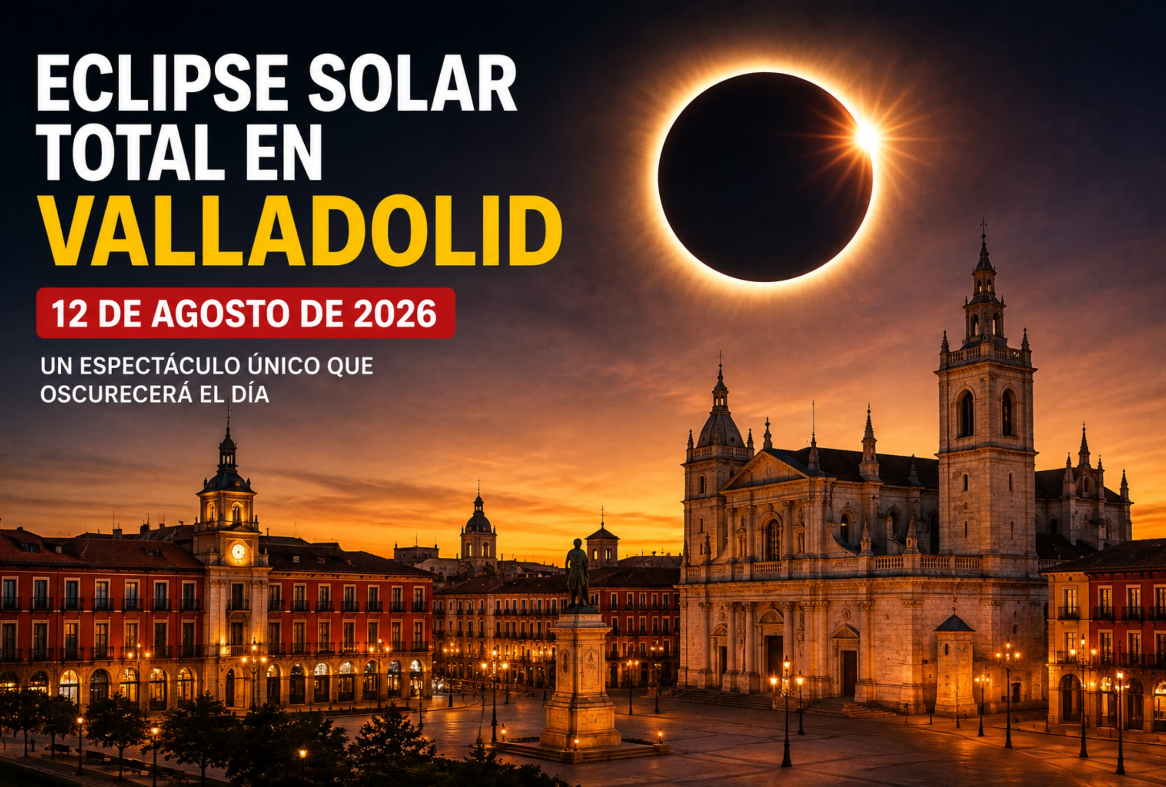 VALLADOLID, CASTILLA Y LEÓN (ESPAÑA), 12/08/2026.- ¿A qué hora empieza el eclipse solar total en Valladolid? Consulta el horario del 12 de agosto, duración por municipio y dónde verlo en la capital. FOTO DE NOÉ YACTAYO