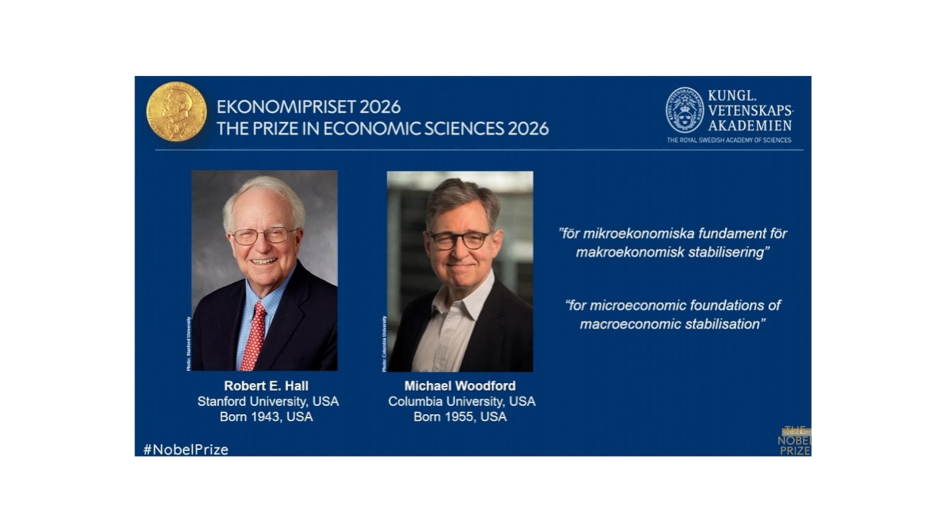Robert Hall y Michael Woodford ganan el Nobel de Economía 2026