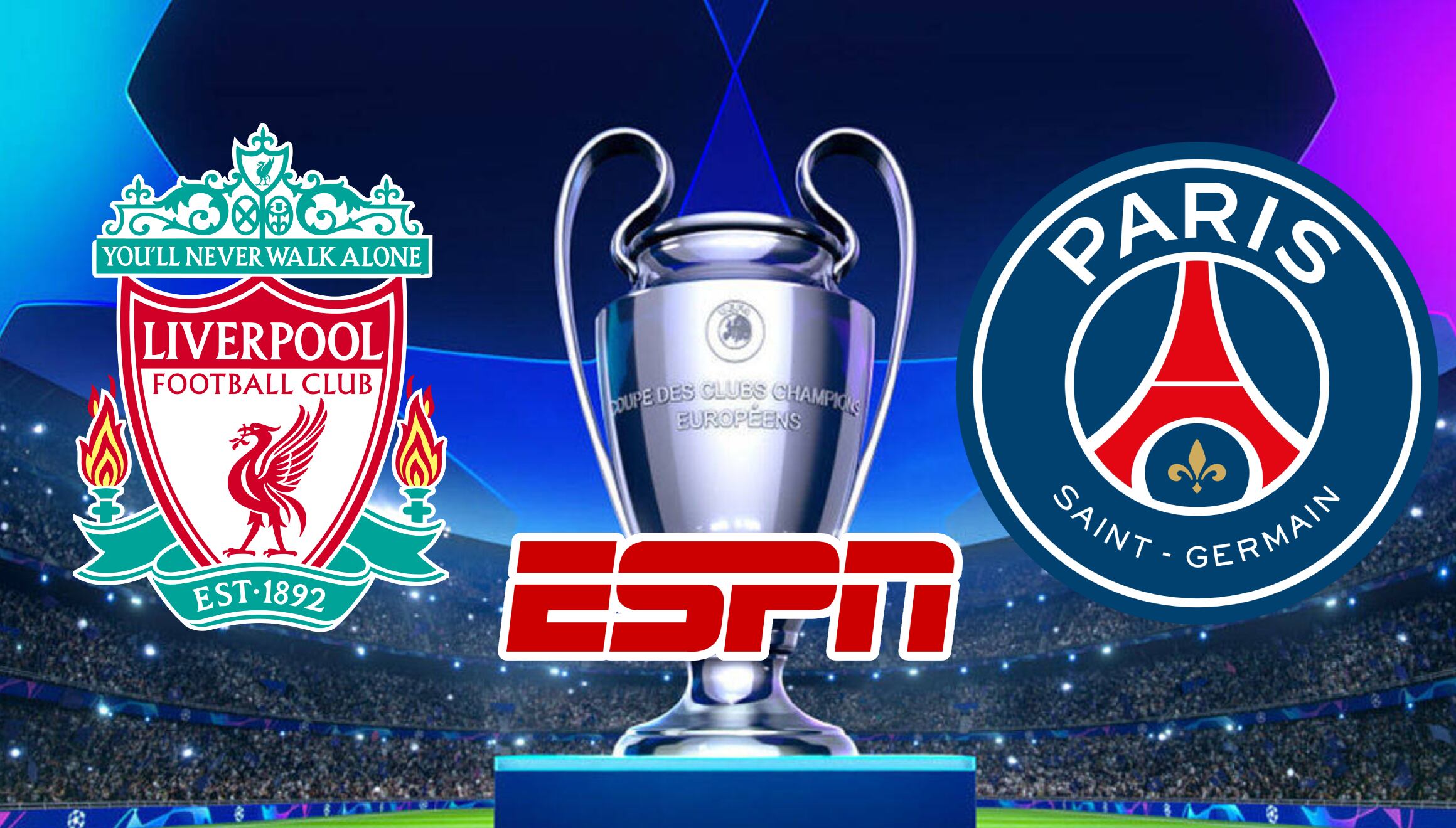Cobertura oficial de ESPN Latinoamérica (Disney Plus) para ver partido Liverpool vs. PSG este martes 11 de marzo por la vuelta de los octavos de final de la Champions League 2025 desde Anfield Road en Liverpool (Foto: Canva.com / Noé Yactayo)