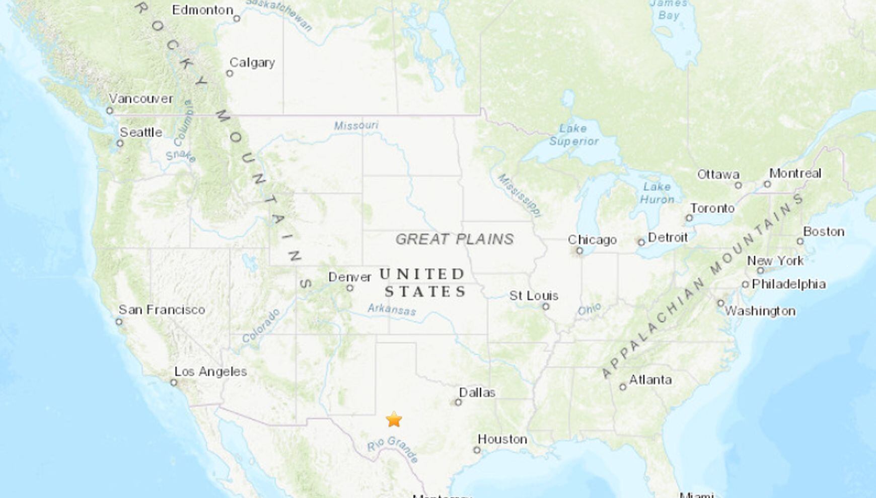 Mapa de USA con el último temblor registrado en Texas hoy, 20 de septiembre de 2024 (Foto: USGS)