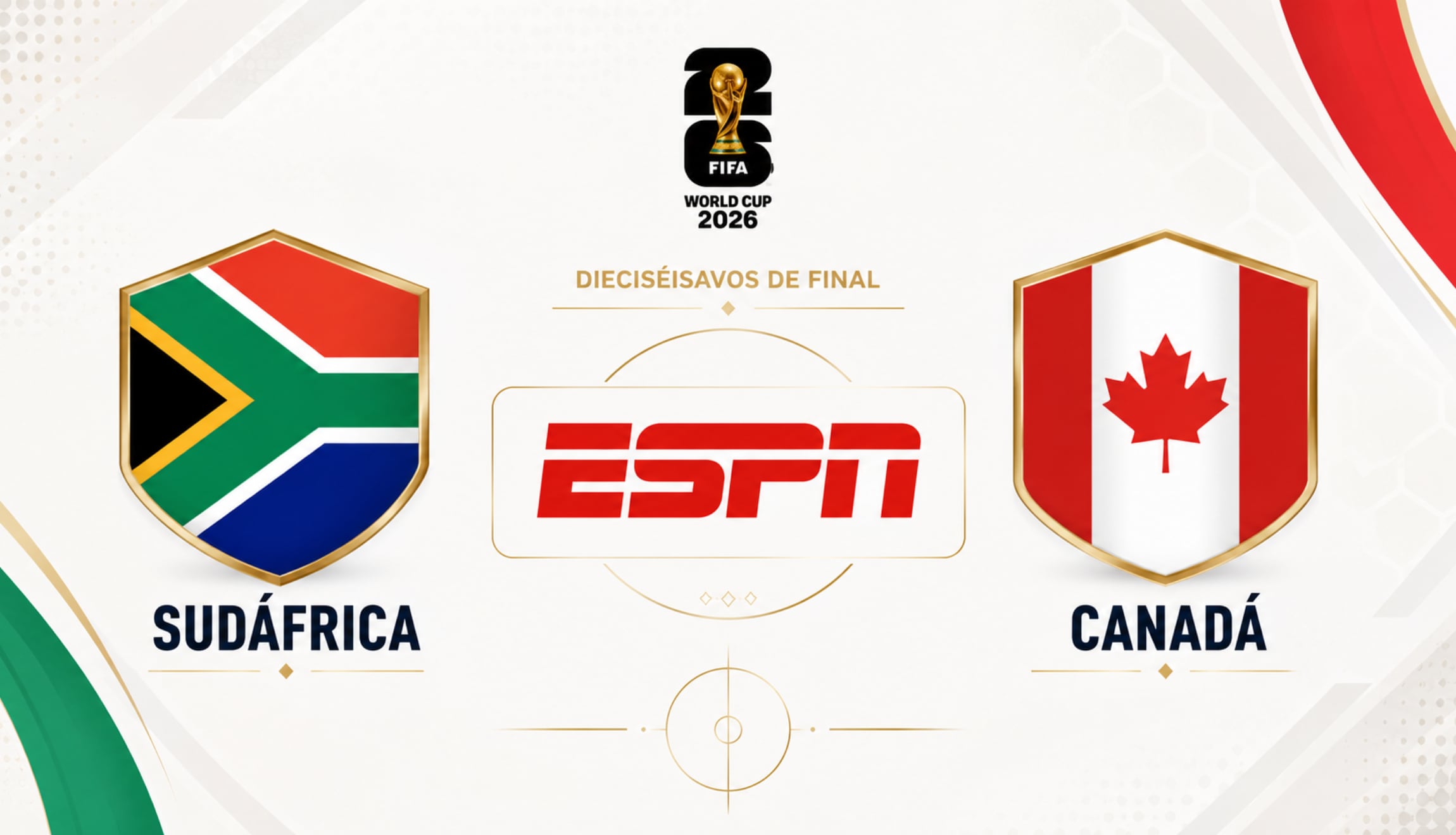 Señal de ESPN EN VIVO para seguir la transmisión de Sudáfrica vs. Canadá EN VIVO por la ronda de dieciseisavos de final del Mundial de Fútbol 2026. (Foto: Imagen creada por Gestión Mix utilizando la IA de Chat GPT)