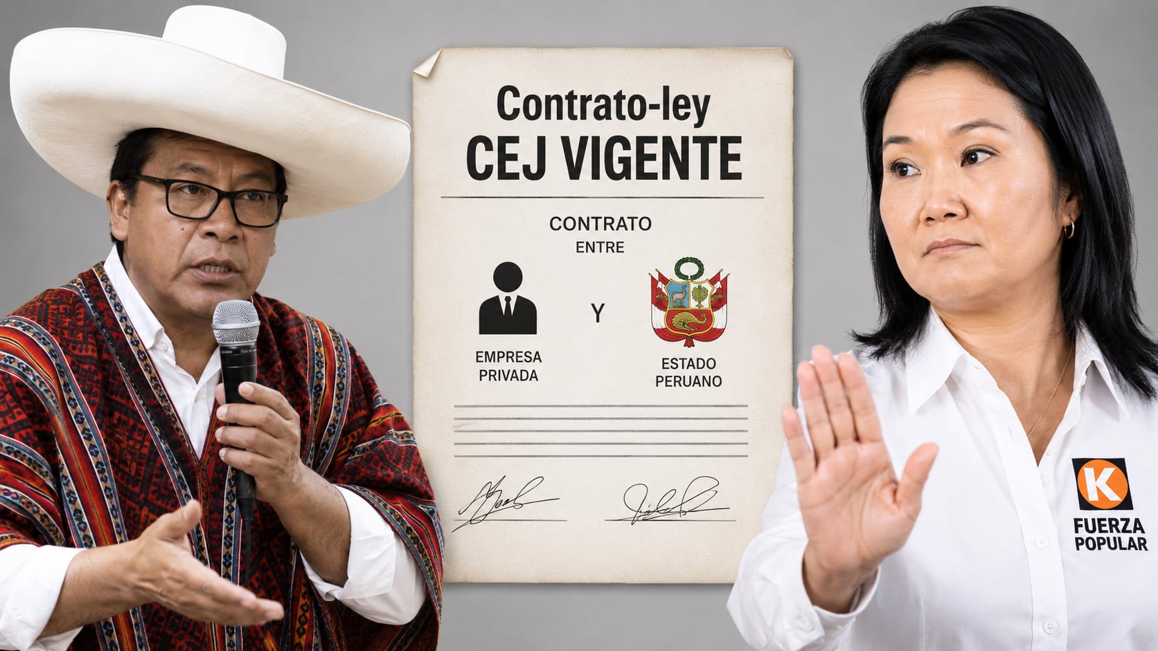 Los CEJ (como se materializan los contratos-ley) tienen, como mínimo, una duración de 10 años que puede ser renovada. En concesiones es aún más. Fotocomposición: Alessandro Azurín, ChatGPT, Diario Gestión.