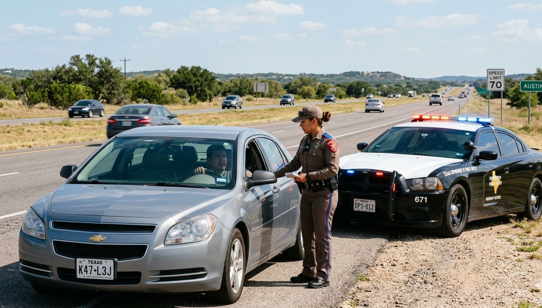 Guía para migrantes que manejan en Texas: cuándo la policía puede pararte legalmente y cuándo podrías estar ante un abuso (Foto: Imagen creada por Gestión MIX usando Gemini)