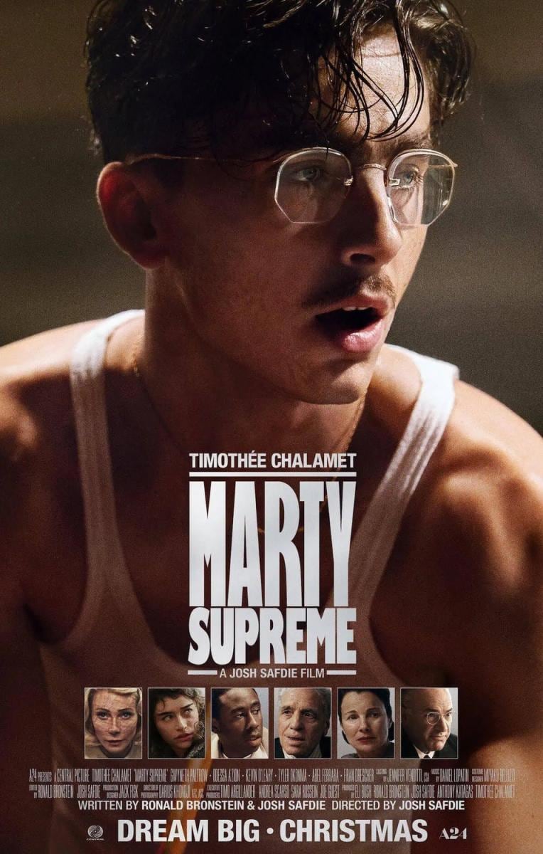 El póster de "Marty Supreme", película de Joshua Safdie que se desarrolla a lo largo de 149 minutos de metraje (Foto: A24)