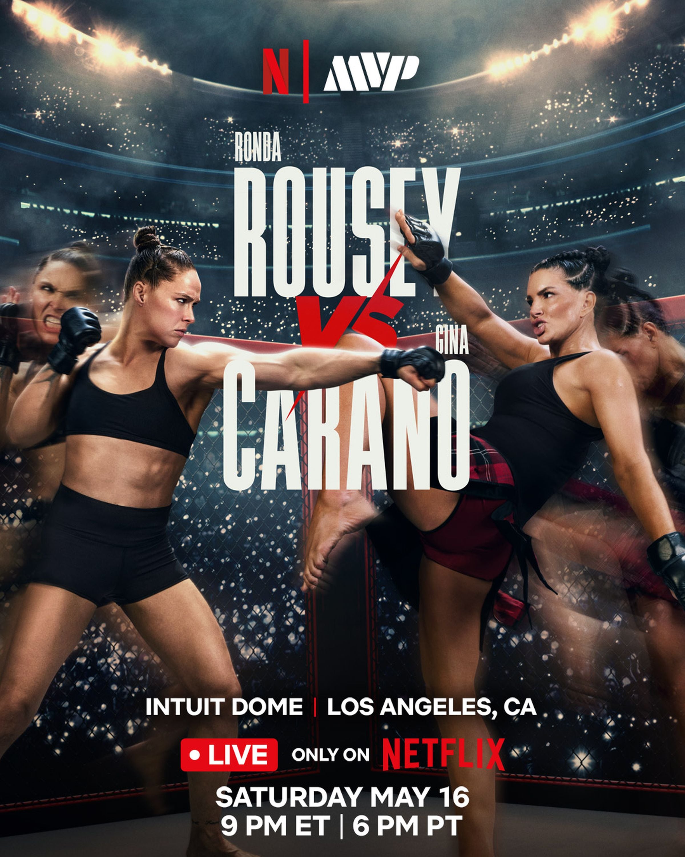 La pelea Ronda Rousey vs. Gina Carano apunta a ser intensa de principio a fin. (Foto: @netflixsports, @rondarousey, @ginajcarano y @mostvaluablepromotions / Instagram)