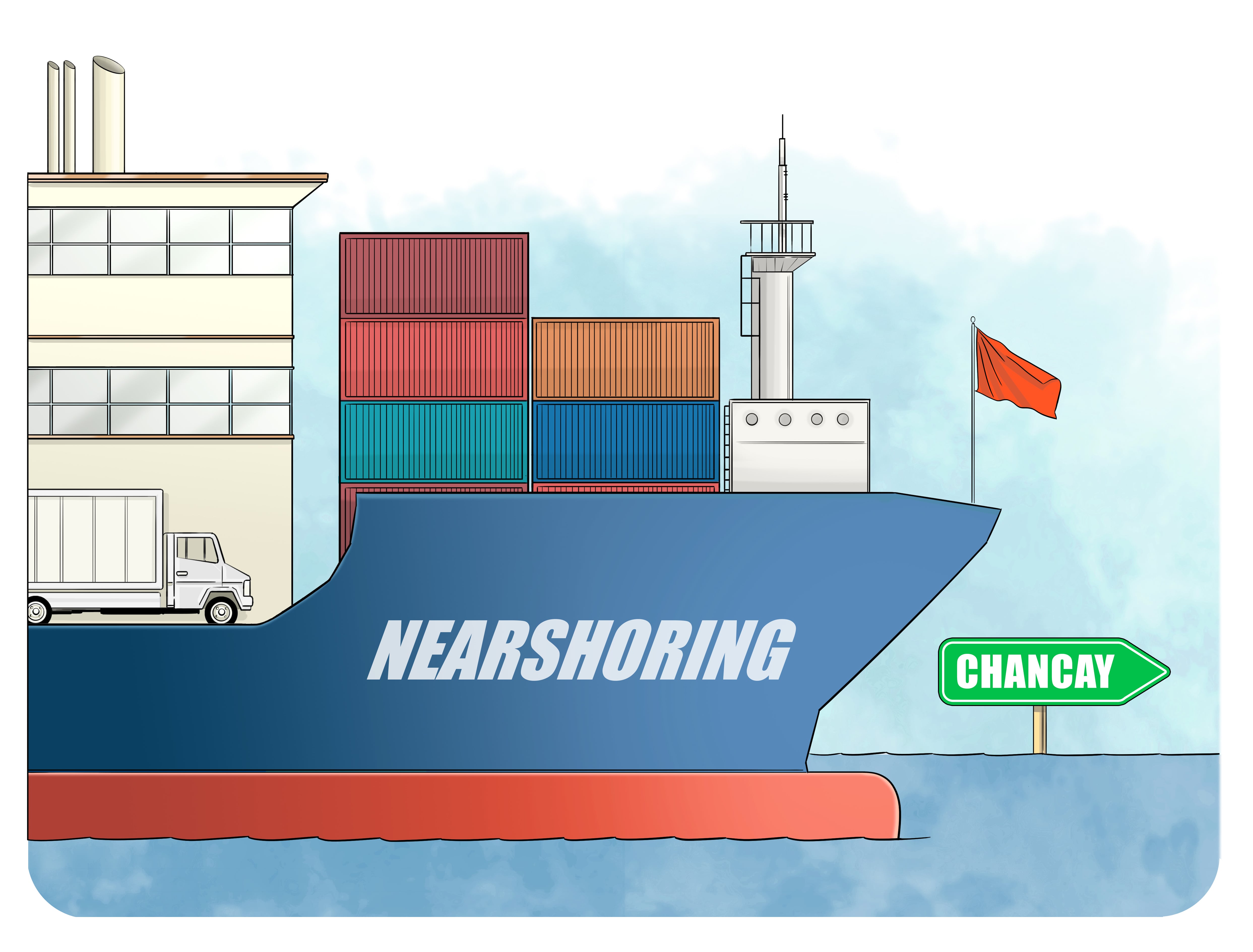 "El “nearshoring”, un fenómeno mundial que viene creciendo a favor de México y Centroamérica, podría ocurrir en el Perú, en torno a Chancay” (Ilustración: Lavida)