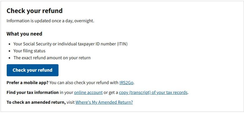 Esta es la página web en la que puedes consultar el estado de tu reembolso de impuestos (Foto: IRS)