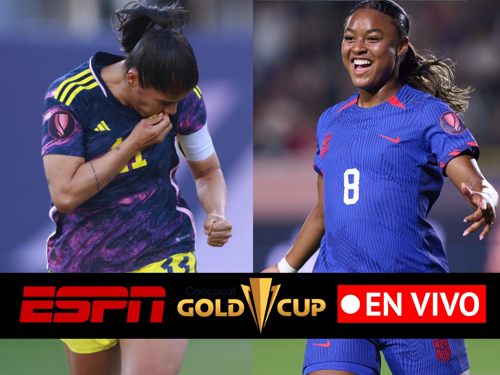 Revisa la guia de canales de ESPN para ver el encuentro entre Estados Unidos vs. Colombia por los cuartos de final de la Copa Oro W 2024. (Foto: Composición Mix/Concacaf)
