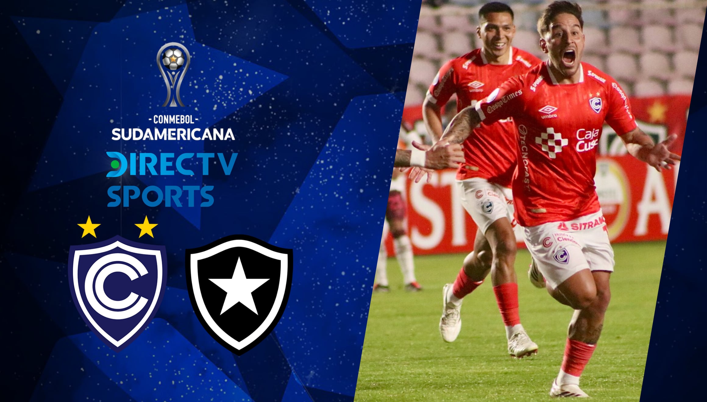 Vista del campo de juego del partido de Cienciano vs. Botafogo por los octavos de final de la Sudamericana 2026. La cobertura completa se emite en vivo por internet mediante los canales deportivos de fútbol TV en DIRECTV y la plataforma DGO online. | Crédito: gol.conmebol.com / Composición Gestión Mix