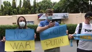 Protestas frente a Embajada de Rusia en Lima contra la invasión a Ucrania 