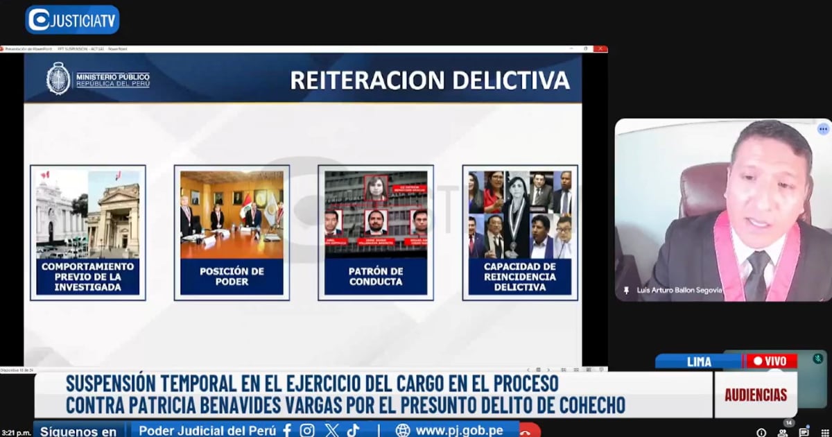 La audiencia virtual fue dirigida por el juez supremo Segismundo León Velasco, con la participación del fiscal Luis Ballón y del abogado Humberto Abanto, defensor de Patricia Benavides. Foto: Captura Justicia TV.