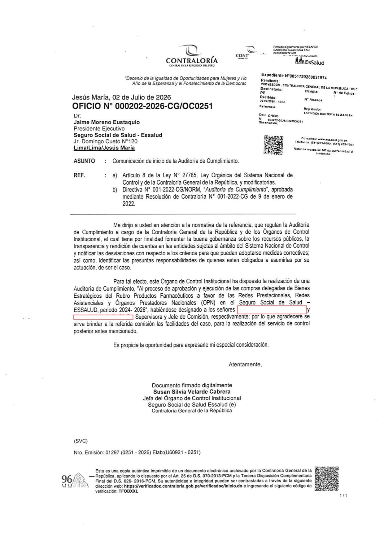 La auditoría evaluará la legalidad del proceso que derivó en una cuestionada resolución para la compra descentralizada de 580 medicamentos. Foto: Contraloría de la República