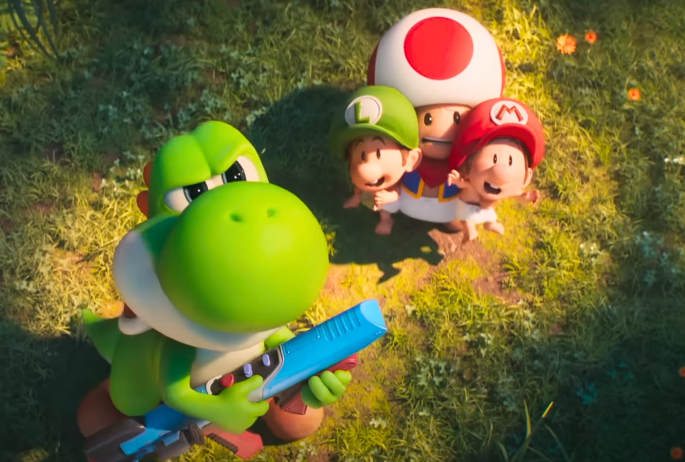 Yoshi sostiene la Super Scope en una escena de "Super Mario Galaxy: La película" (Foto: Illumination Entertainment / Universal Pictures)