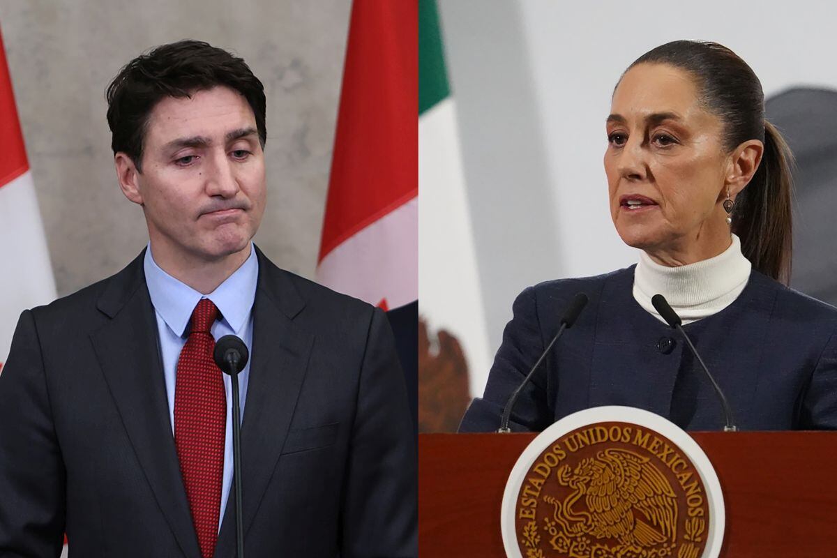 El presidente de Estados Unidos, Donald Trump, acordó retrasar la aplicación de aranceles tras conversaciones con Trudeau y Sheinbaum. Fotógrafos: David Kawai, Mauricio Palos/Bloomberg