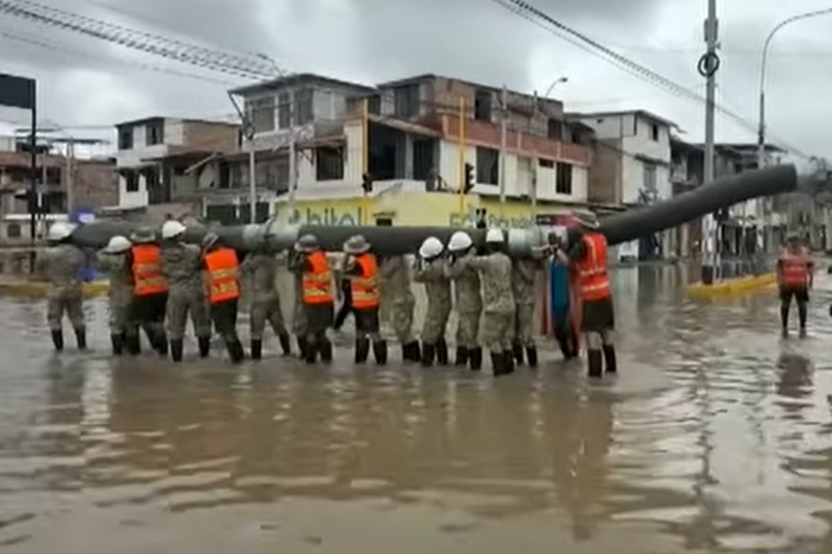 MVCS culmina labores de drenaje pluvial en Piura tras inundaciones por fuertes lluvias. (Foto: Captura / TV Perú)