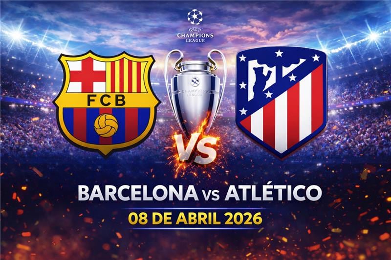 No te pierdas el Barcelona vs. Atlético Madrid de hoy 8 de abril por la Champions League (Imagen creada por Gestión Mix usando la IA de ChatGPT)