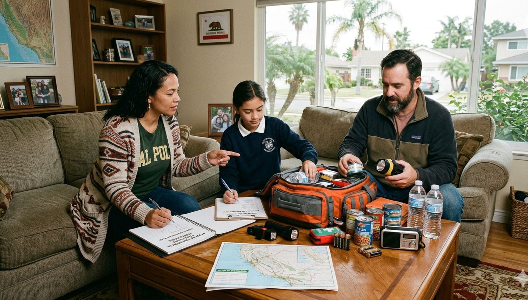 Las autoridades de California recomiendan que cada hogar tenga un plan y una mochila de emergencia. Prepararte hoy puede evitar el caos y las pérdidas cuando ocurra el próximo temblor (Foto: Imagen creada por Gestión MIX usando Gemini)