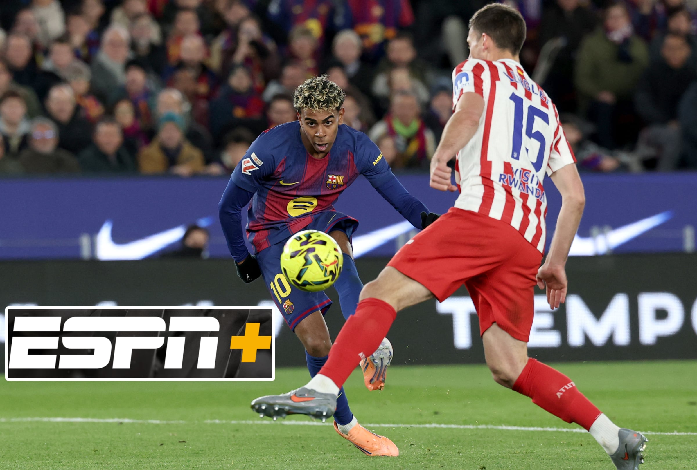 MADRID (ESPAÑA), 12/02/2026.- Cobertura oficial de ESPN EN VIVO EN DIRECTO para ver el partido entre FC Barcelona y Atlético de Madrid este jueves 12 de febrero por la ida de las semifinales de la Copa del Rey 2026 desde el Estadio Riyadh Air Metropolitano, Madrid (España). FOTO DE LLUIS GENE PARA AFP