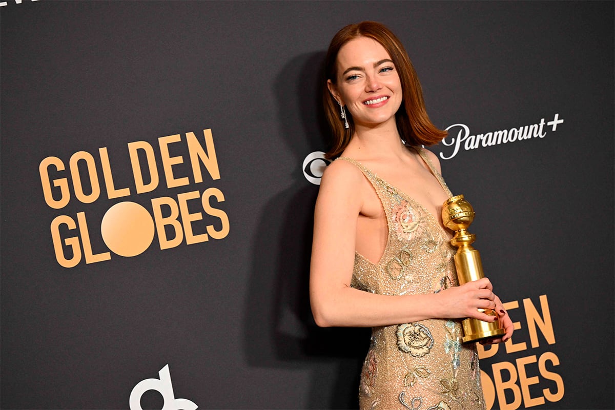 Emma Stone ya ha ganado anteriormente en los Golden Globes. Este 2026 compite por la película "Bugonia", de Yorgos Lanthimos. (Foto de AFP)
