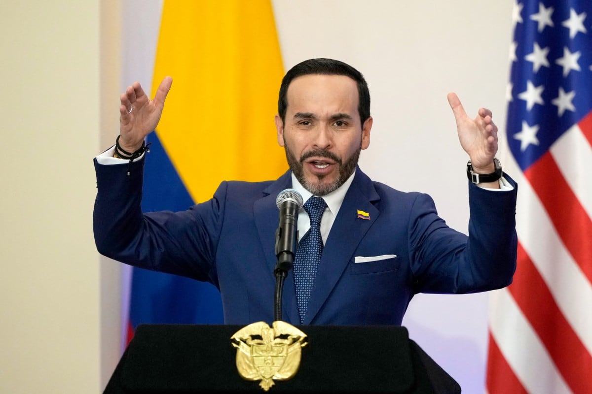 El presidente de Colombia, Abelardo de la Espriella, ofrece una conferencia de prensa en Barranquilla, Colombia, el 8 de septiembre de 2026. (Fernando Vergara / POOL / AFP)