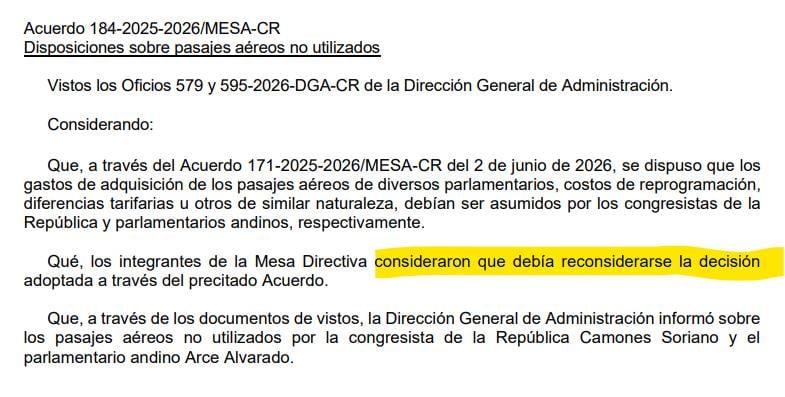 La Mesa Directiva, entonces dirigida por Fernando Rospigliosi, anuló el acuerdo que obligaba a seis exparlamentarios a devolver S/ 45 mil por pasajes internacionales que no utilizaron. Foto: Latina