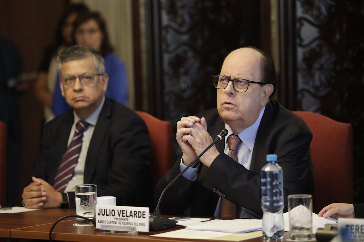 Lima 15 de marzo del 2024
Julio Velarde presidente del Banco Central de Reserva del Perú expone Reporte de Inflación de marzo 2024. Fuente: GEC