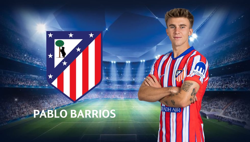 Pablo Barrios, mediocampista del Atlético de Madrid. | Crédito: UEFA / Composición Mix