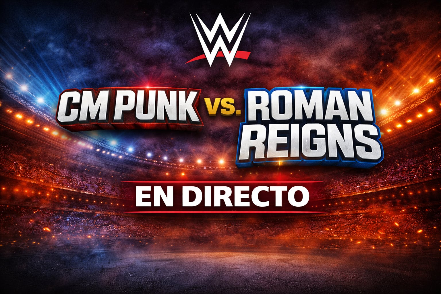 CM Punk (c) vs. Roman Reigns se miden hoy por el Campeonato Mundial de Peso Pesado (Imagen hecha por Gestión con apoyo de la IA Gemini)