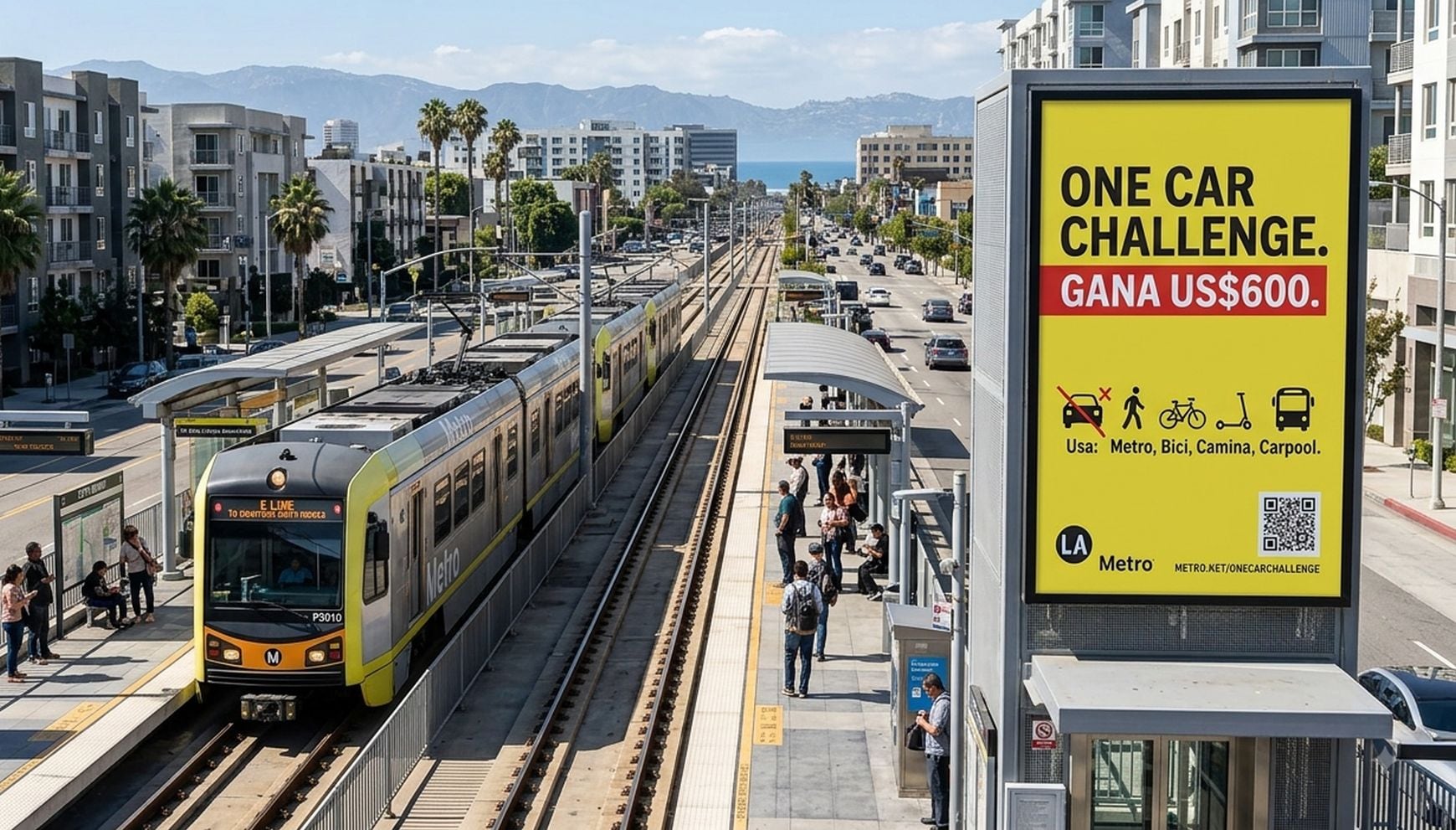 El One Car Challenge de LA Metro ofrece hasta US$600 a hogares del condado de Los Ángeles que reduzcan el uso de un vehículo durante cinco semanas. Conoce los requisitos, cómo registrarte y qué debes hacer para recibir el incentivo (Foto: Imagen creada por Gestión MIX usando Gemini)