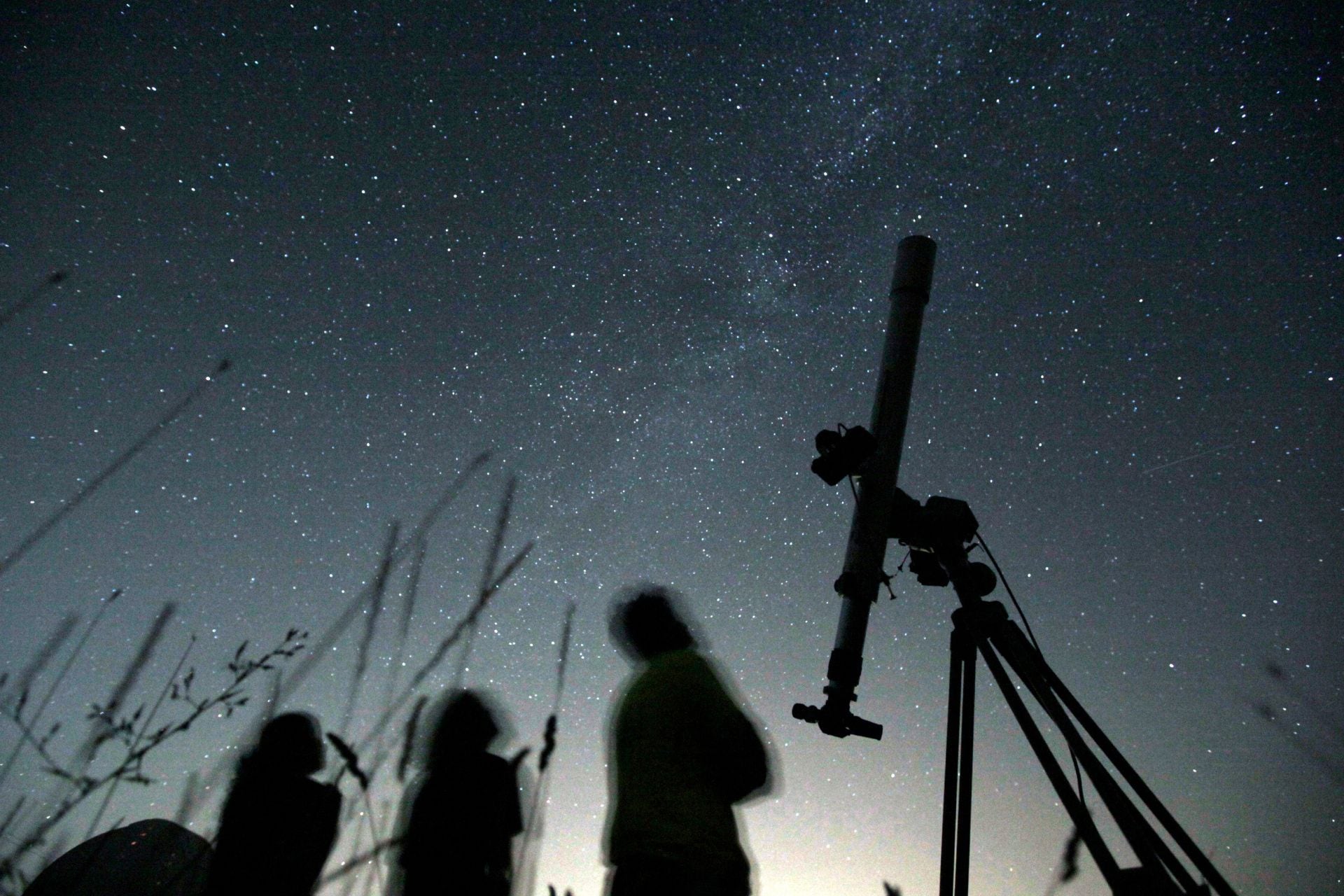 Gente mira al cielo desde un observatorio cerca del pueblo de Avren, Bulgaria, 12 de agosto de 2009. (Foto AP/Petar Petrov, Archivo)