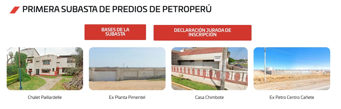 Vista general de los activos que ProInversión promocionaba para la primera subasta de Petroperú. Foto: ProInversión.