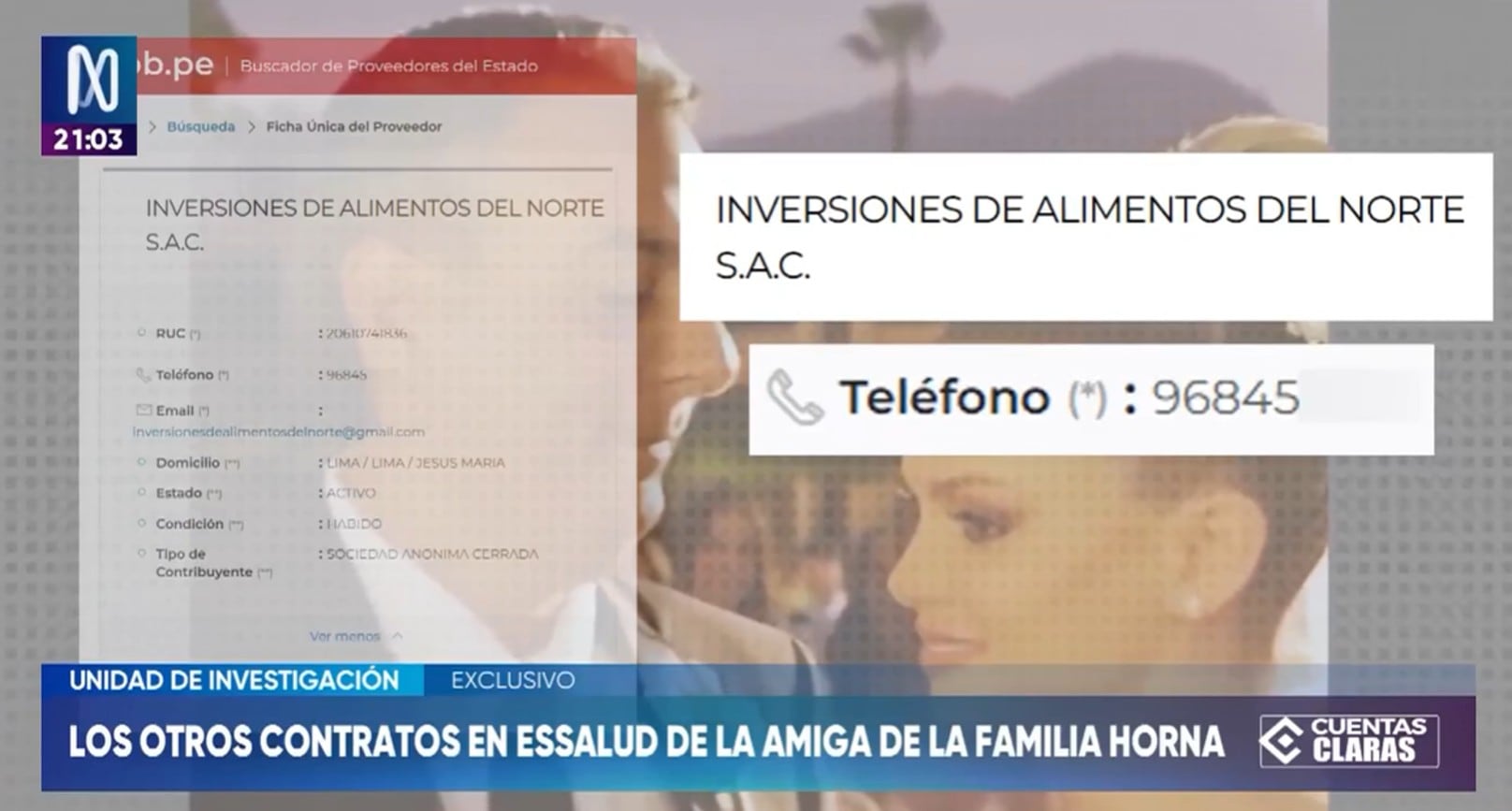 La empresa vinculada al padre de Brunella Horna, antes del contrato de 2 millones de soles, ya sumaba más de un millón de soles en órdenes directas de Essalud. Foto: Canal N