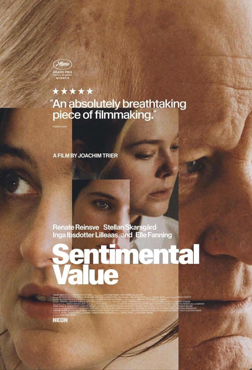 El póster de "Sentimental Value", película del director Joachim Trier que se desarrolla a lo largo de 135 minutos de metraje (Foto: Mer Film / Eye Eye Pictures / MK Productions)