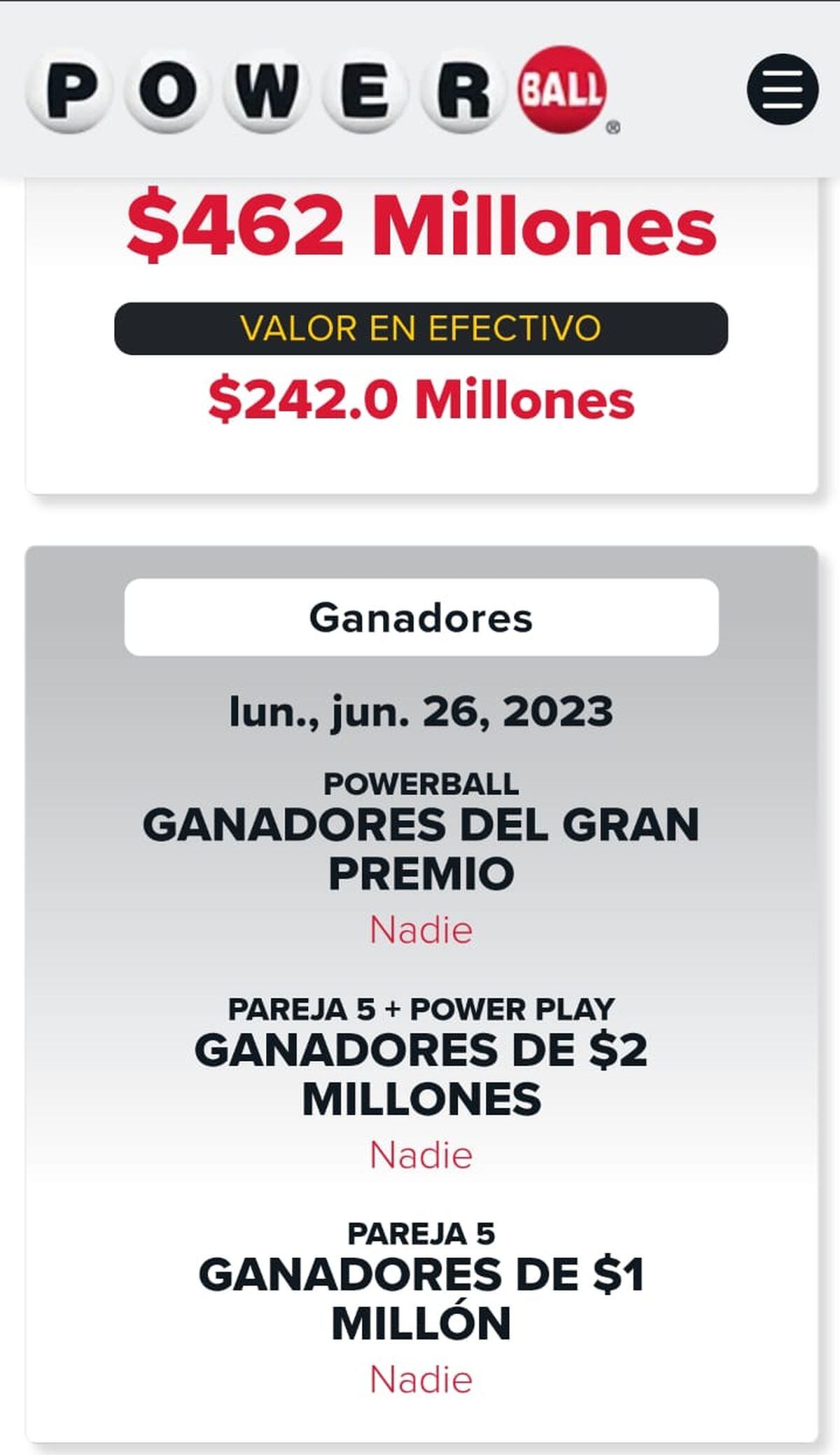 Powerball sortea un bote de US$462 millones (Foto: Powerball)