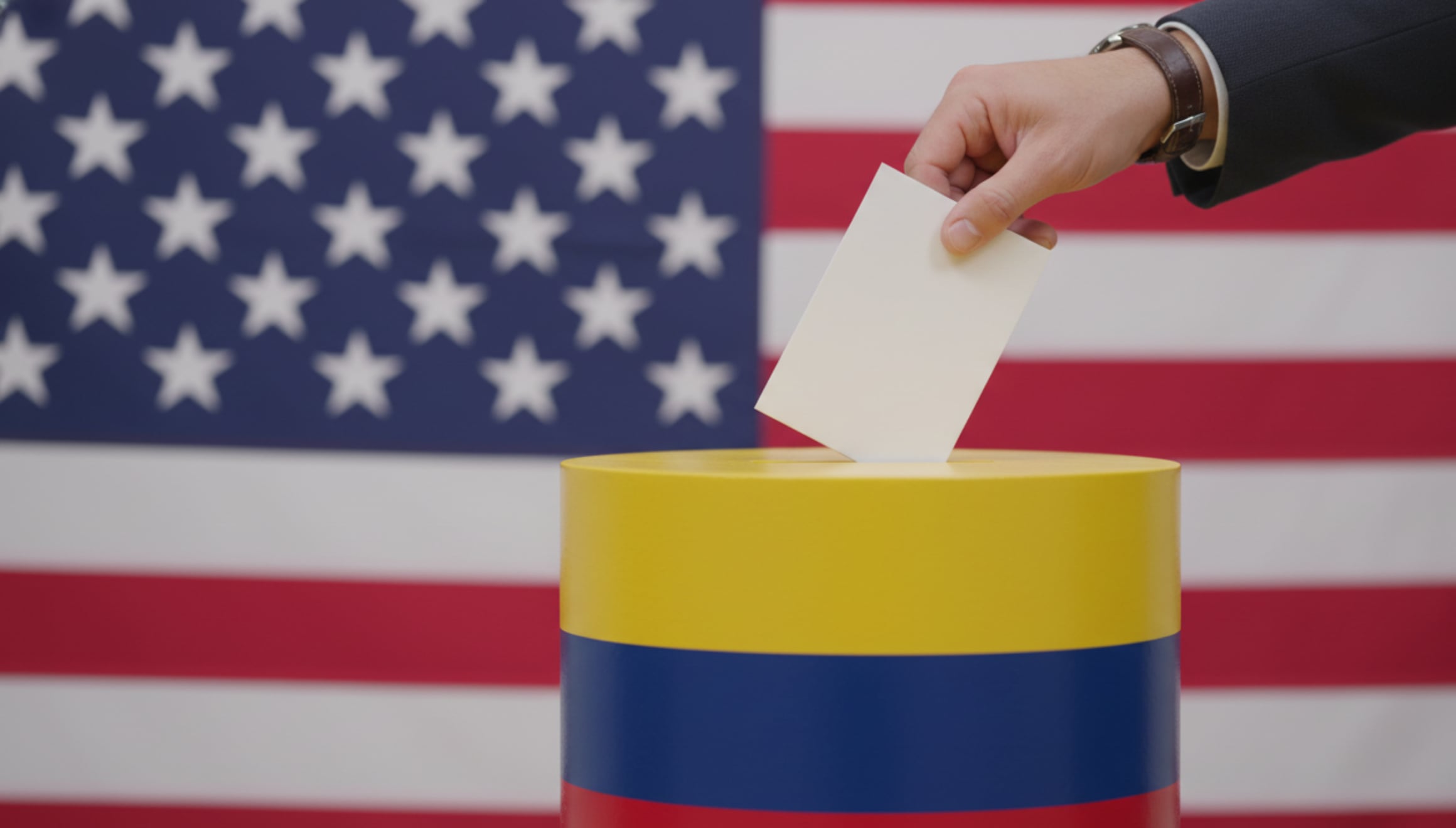¡Atención, comunidad colombiana en EE. UU.! Consulta la guía de horarios y consulados habilitados para votar en las Elecciones Legislativas de Colombia este domingo 8 de marzo de 2026. | Imagen creada por Gestión Mix usando la IA de Gemini / Composición GEC